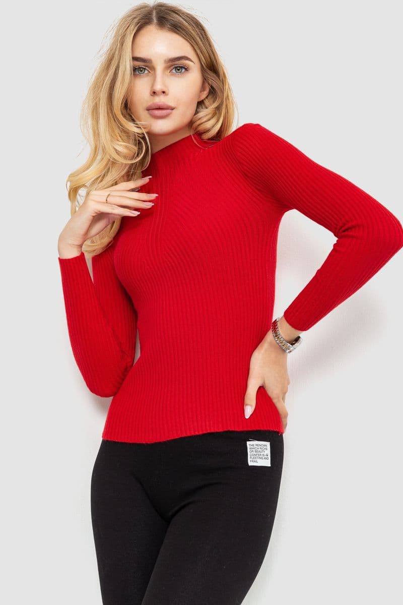 Гольф жіночий однотонний, колір червоний, 204R016 - зображення 1