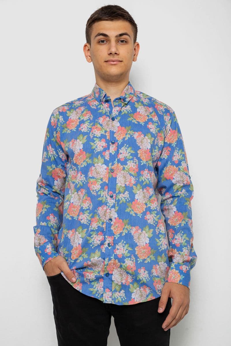 Сорочка чоловіча з принтом, колір різноколір, 214R2025 - зображення 1