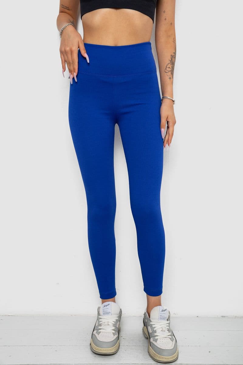 Лосини однотонні в рубчик, колір електрик, 238R606 - зображення 1