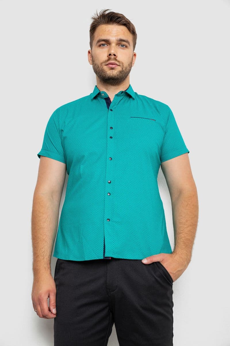 Сорочка чоловіча з принтом, колір зелений, 214RK104 - зображення 1