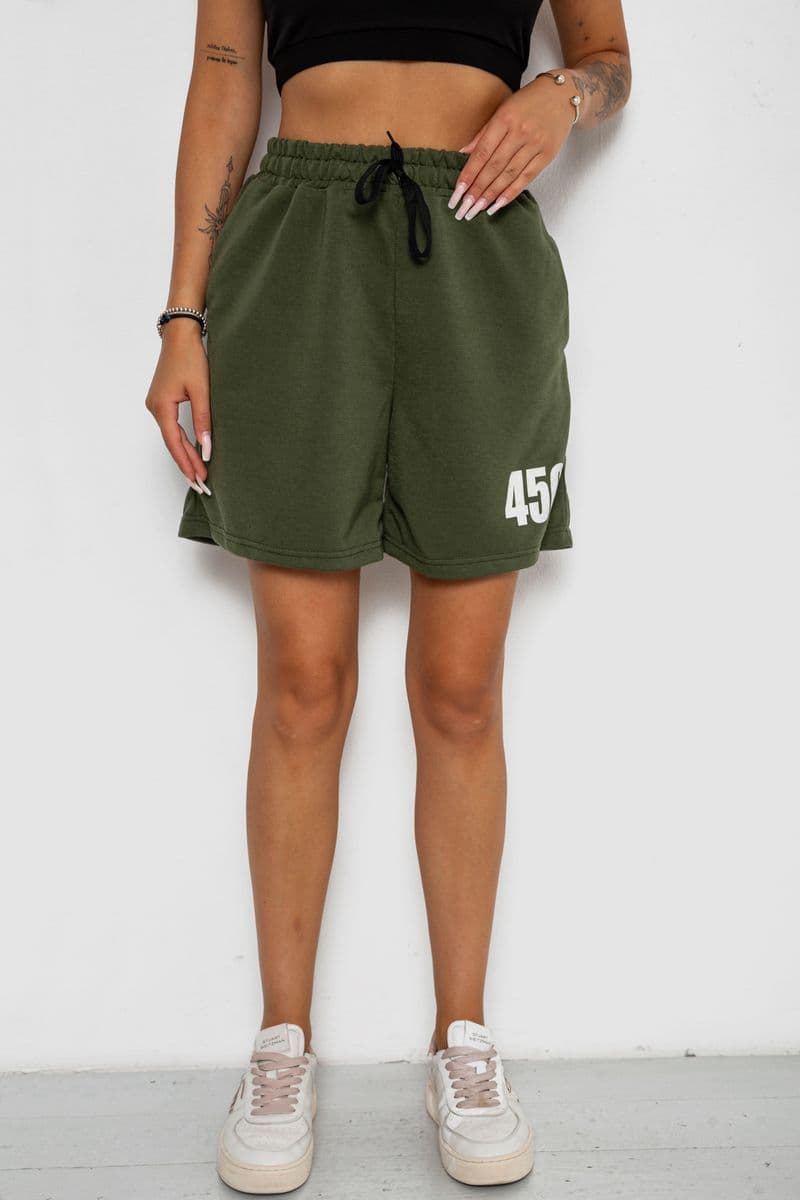 Шорти жіночі з принтом, колір хакі, 238R456 - зображення 1