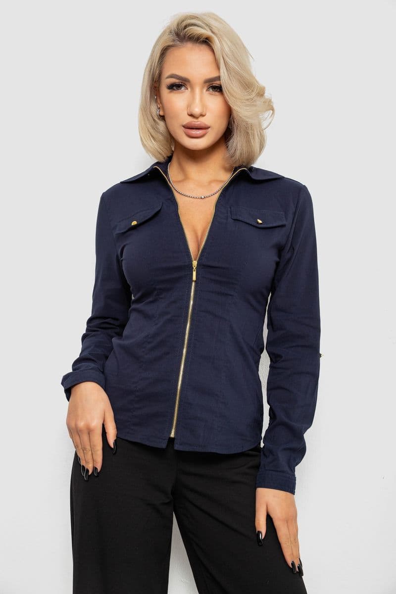 Сорочка жіноча однотонна, колір синій, 230R303 - зображення 1