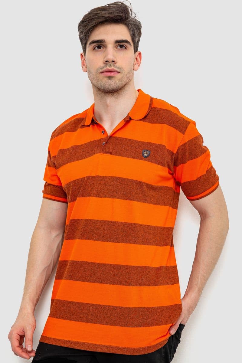 Поло чоловіче в смужку, колір помаранчевий, 214R6187 - зображення 1