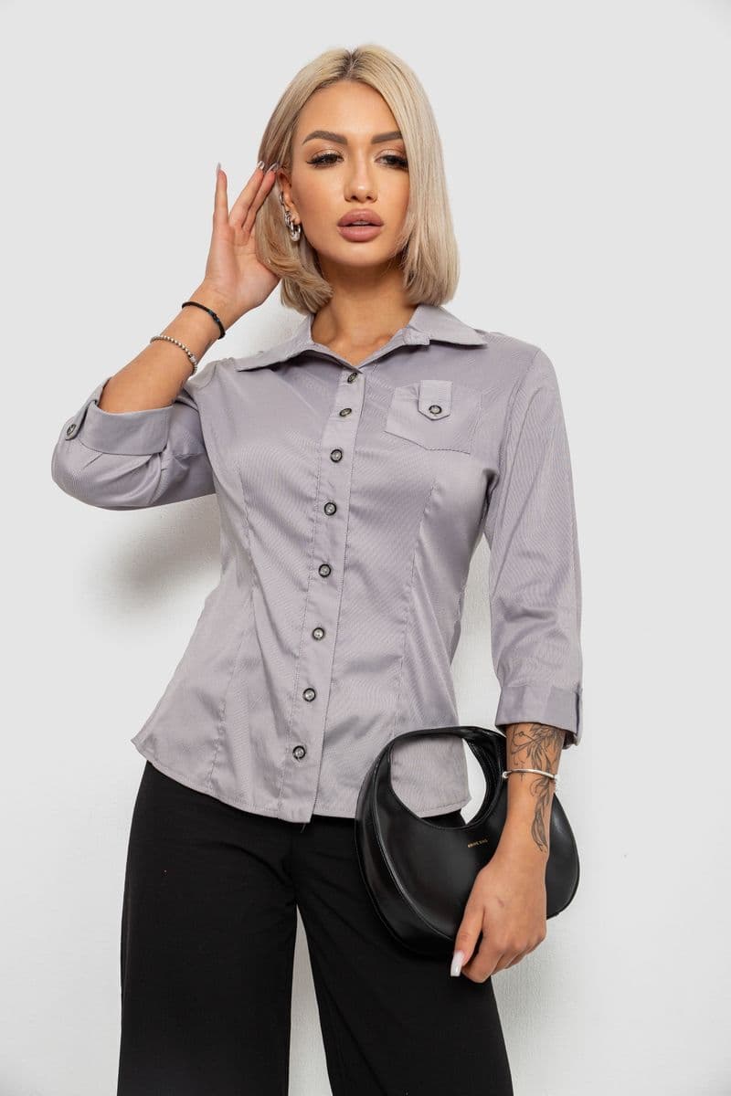 Сорочка класична в смужку, колір сірий, 230R645 - зображення 1