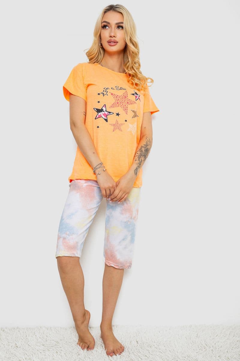 Піжама жіноча, колір помаранчевий, 243R50583 - зображення 1