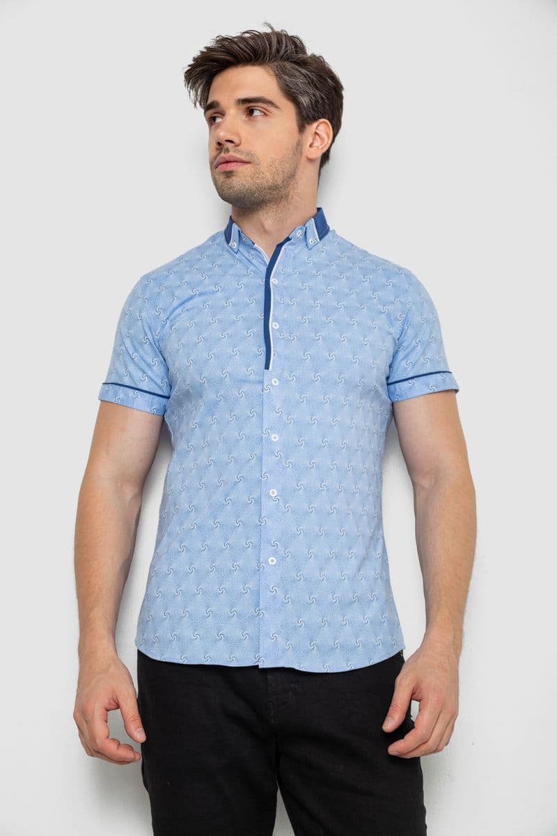 Сорочка чоловіча з коротким рукавом, колір бузковий, 214R3071 - зображення 1