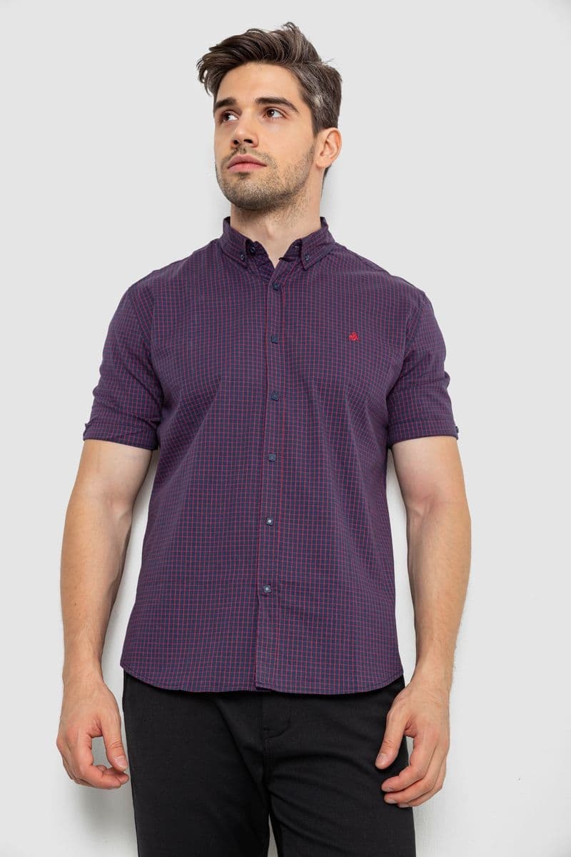 Сорочка чоловіча в клітку, колір синьо-червоний, 214R4564-5 - зображення 1