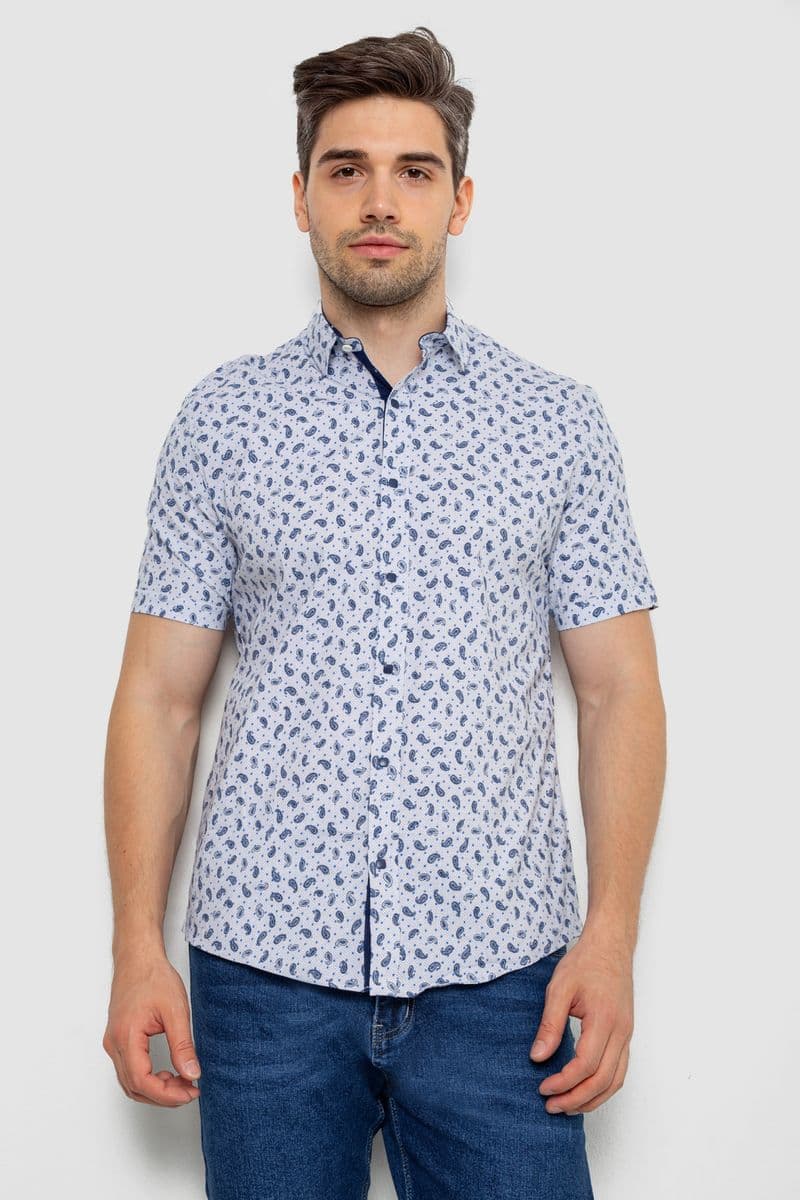 Сорочка чоловіча з принтом, колір молочний, 214R7306 - зображення 1
