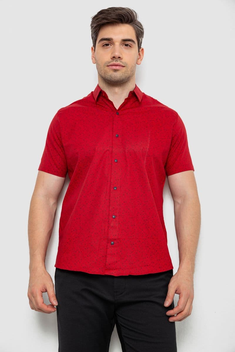 Сорочка чоловіча з принтом, колір бордовий, 214R7328 - зображення 1