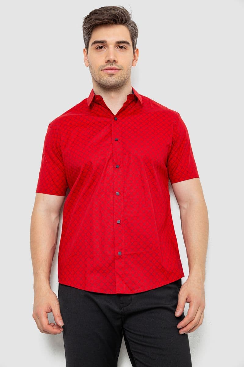 Сорочка чоловіча з принтом, колір червоний, 214R7330 - зображення 1