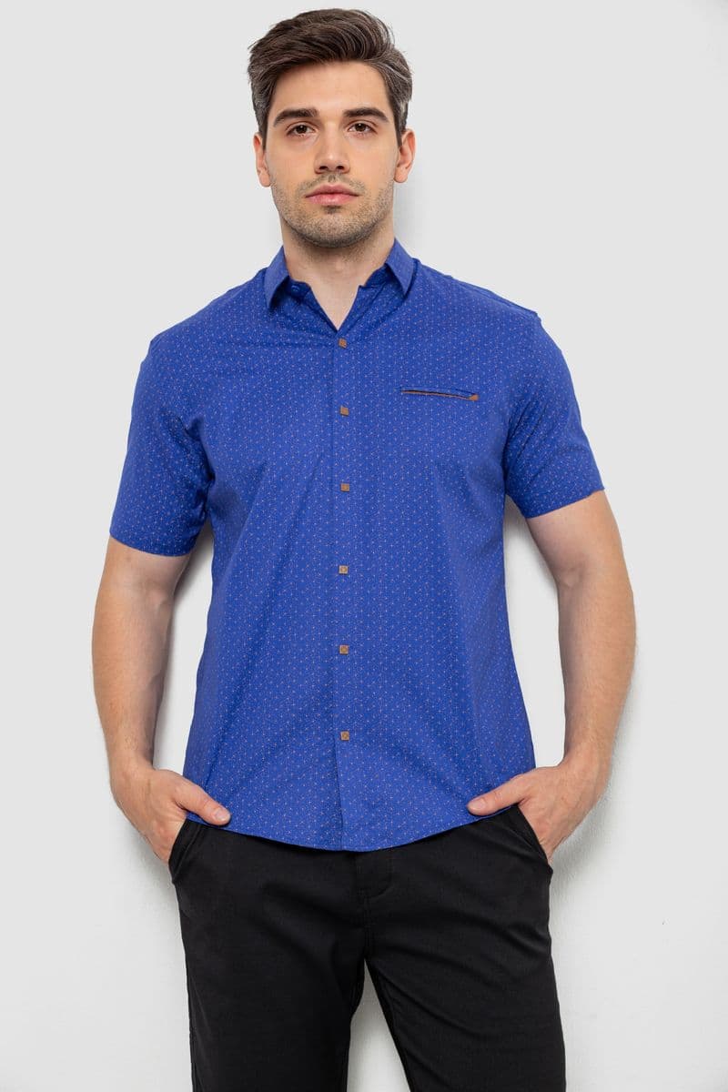 Сорочка чоловіча з принтом, колір електрик, 214R7332 - зображення 1