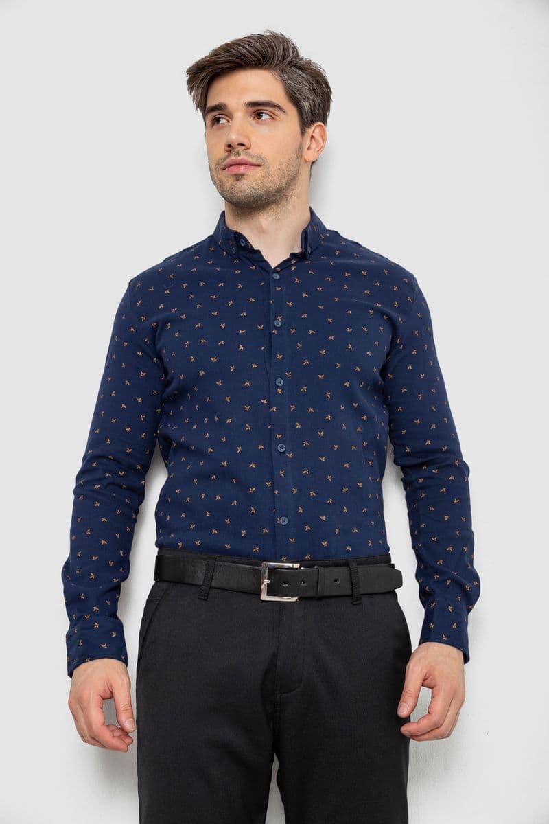 Сорочка чоловіча з принтом, колір темно-синій, 214R7365-1 - зображення 1