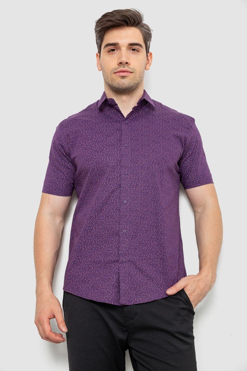 Сорочка чоловіча з принтом, колір фіолетовий, 214R7339 - зображення 1