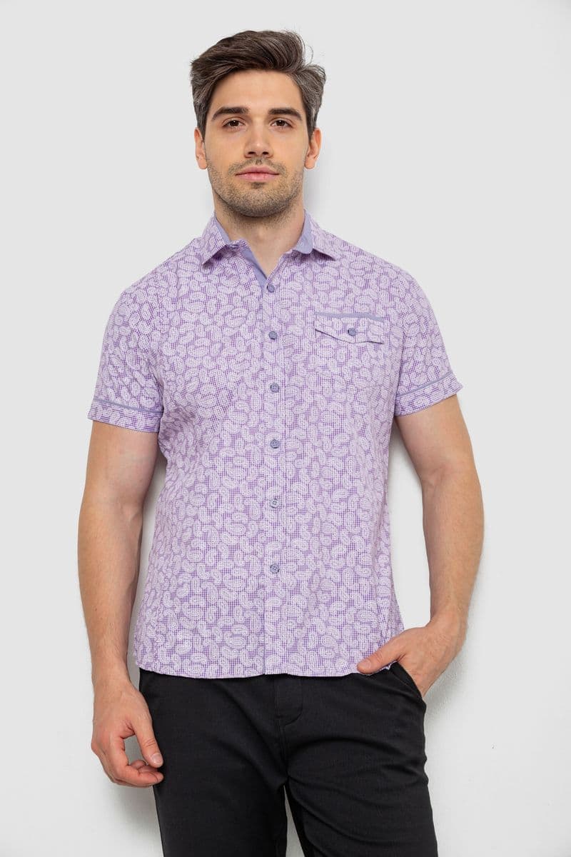 Сорочка чоловіча з коротким рукавом, колір бузковий, 214RG601 - зображення 1