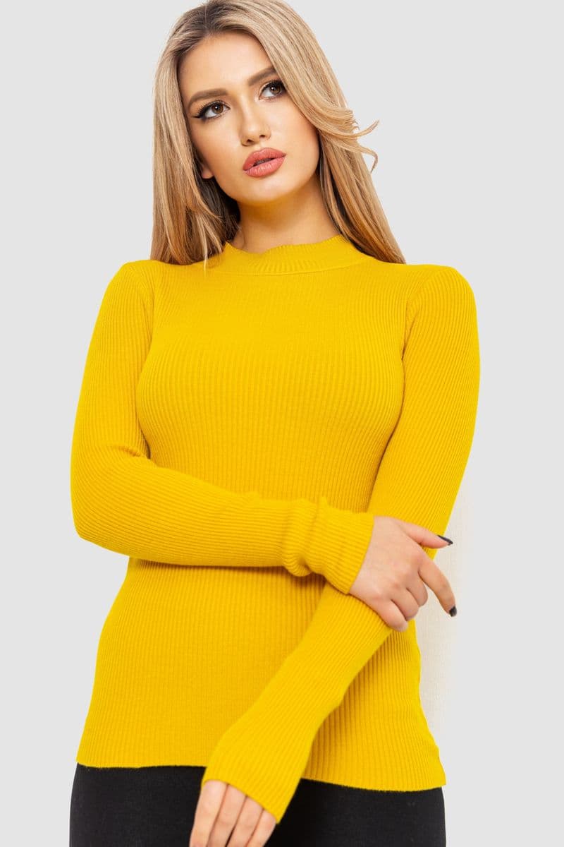 Водолазка жіноча в рубчик, колір гірчичний, 204R9029 - зображення 1