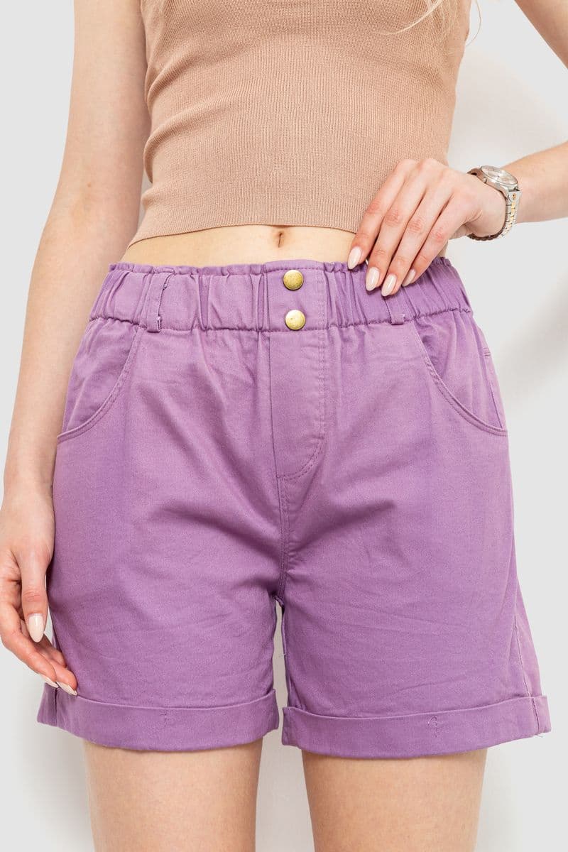 Шорти жіночі на резинці з манжетом, колір світло-фіолетовий, 214R638 - зображення 1