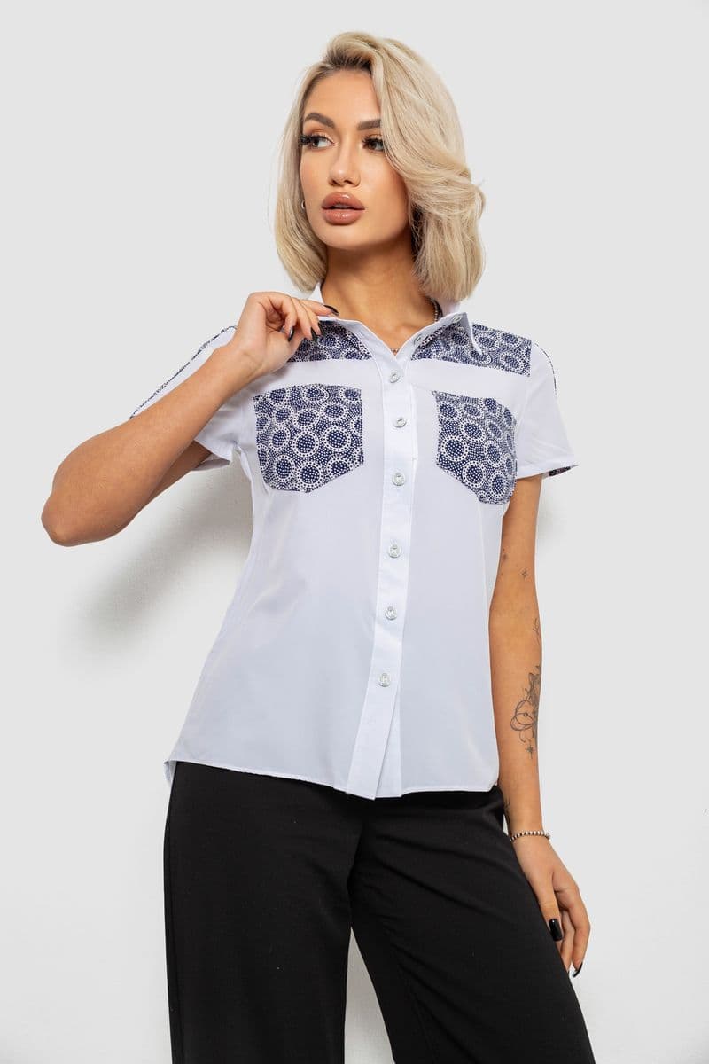 Сорочка класична з принтом, колір білий, 230R7214-1 - зображення 1