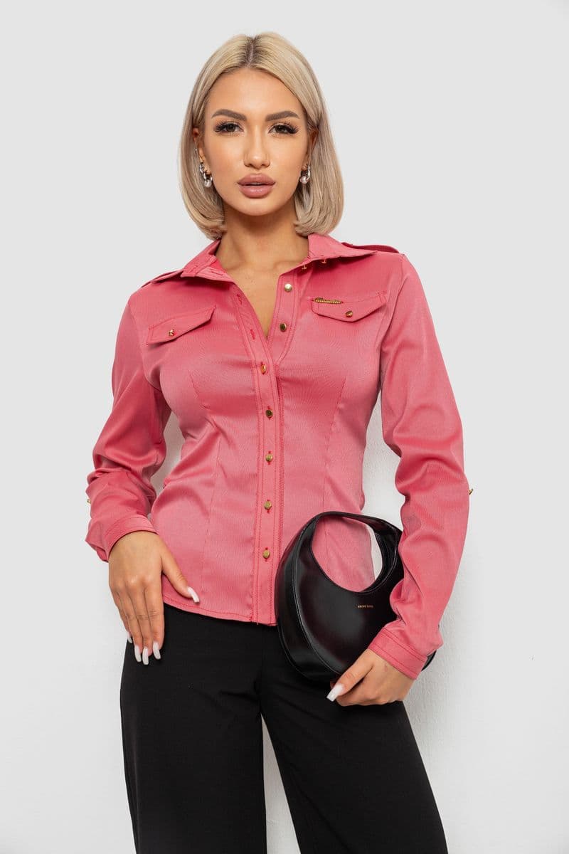 Сорочка класична в смужку, колір кораловий, 230R646 - зображення 1