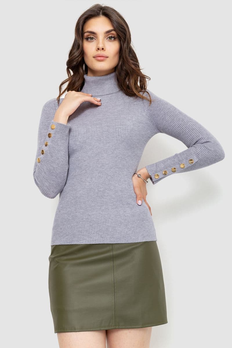 Гольф жіночий в рубчик, колір сірий, 204R036 - зображення 1