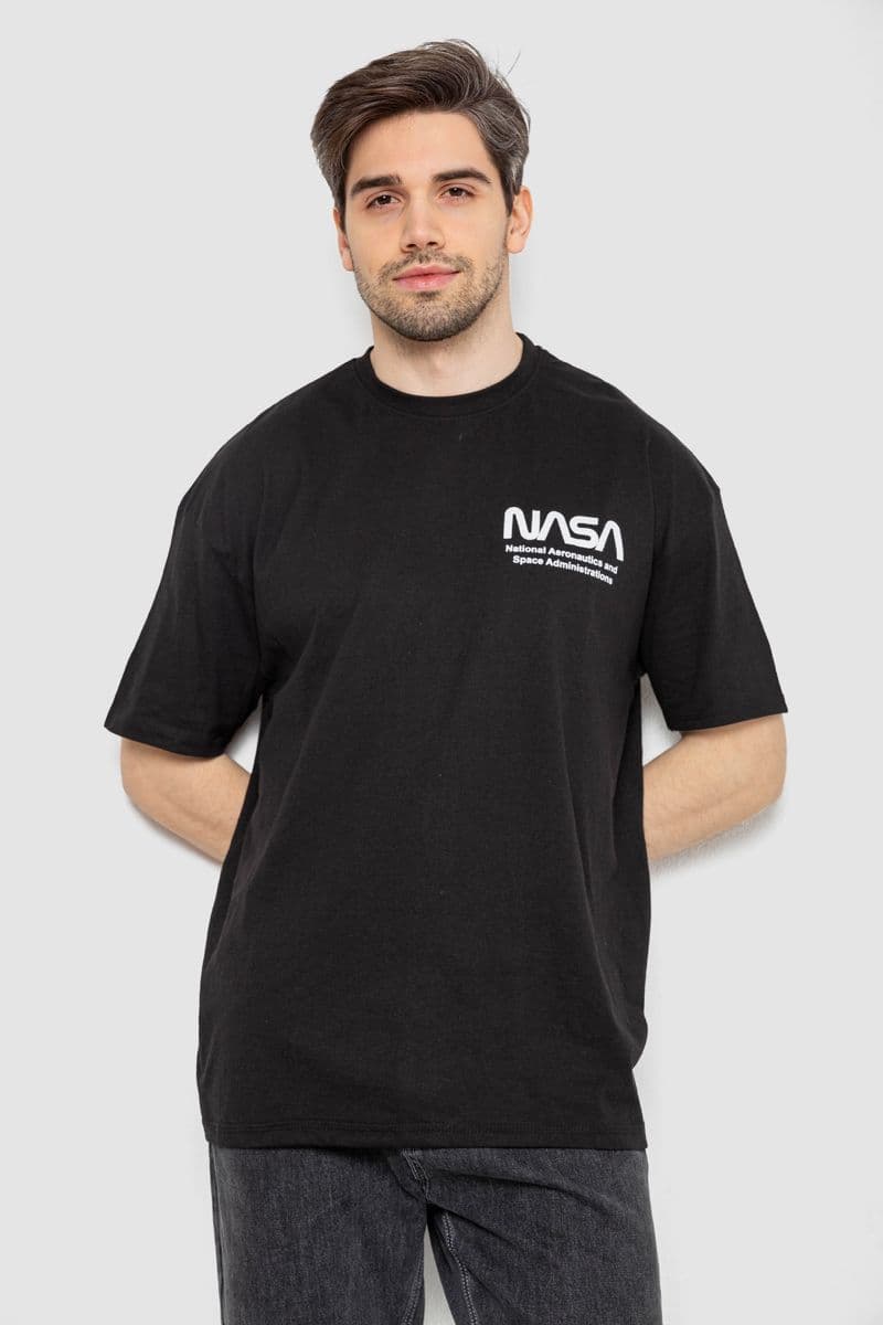 Футболка чоловіча з принтом, колір чорний, 244R2125 - зображення 1