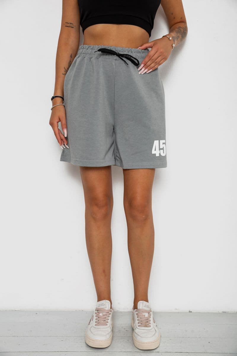 Шорти жіночі з принтом, колір сірий, 238R456 - зображення 1