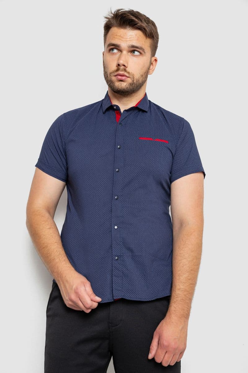 Сорочка чоловіча з принтом, колір темно-синій, 214RK103 - зображення 1