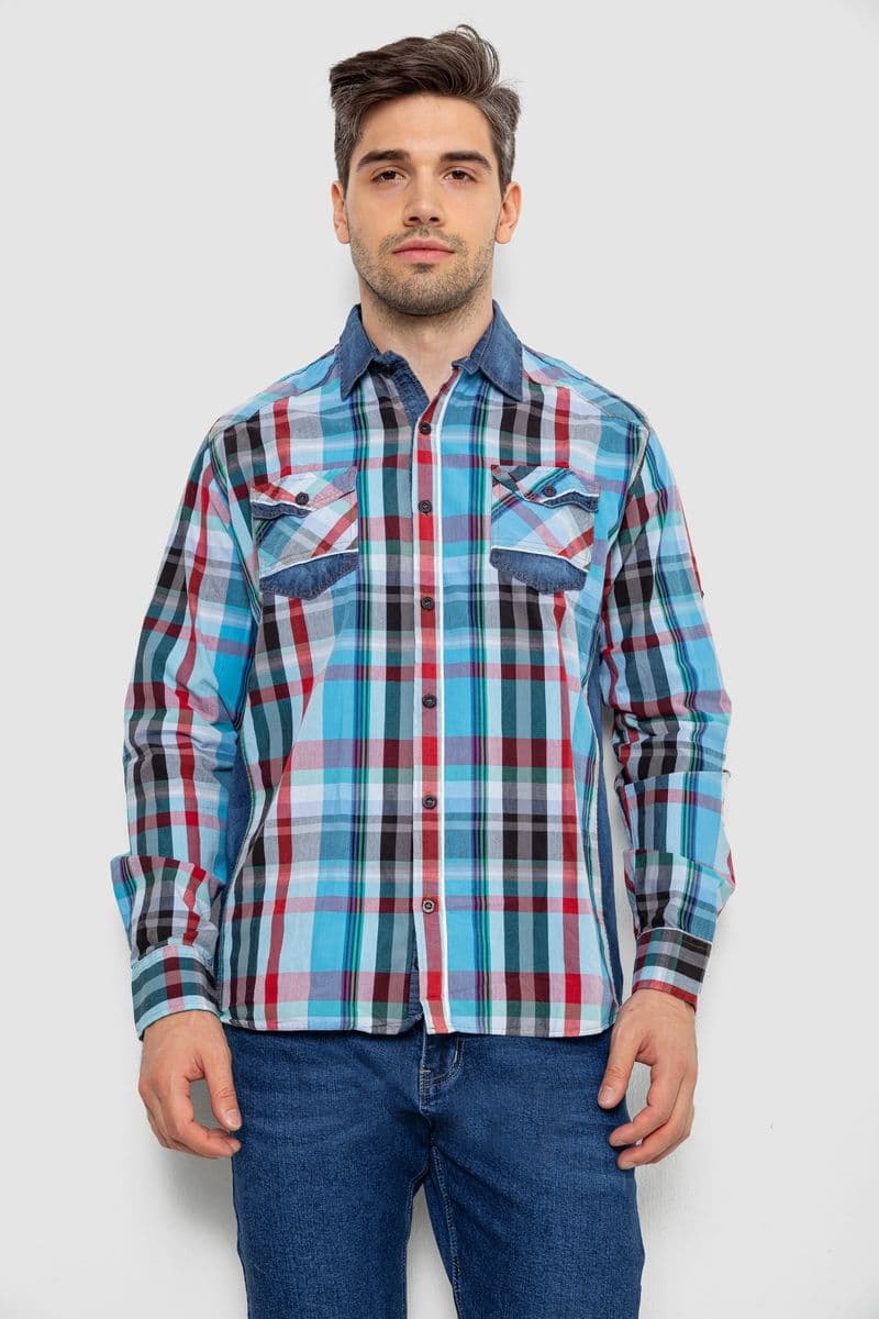 Сорочка чоловіча з довгим рукавом 214R755, колір Блакитний - зображення 1