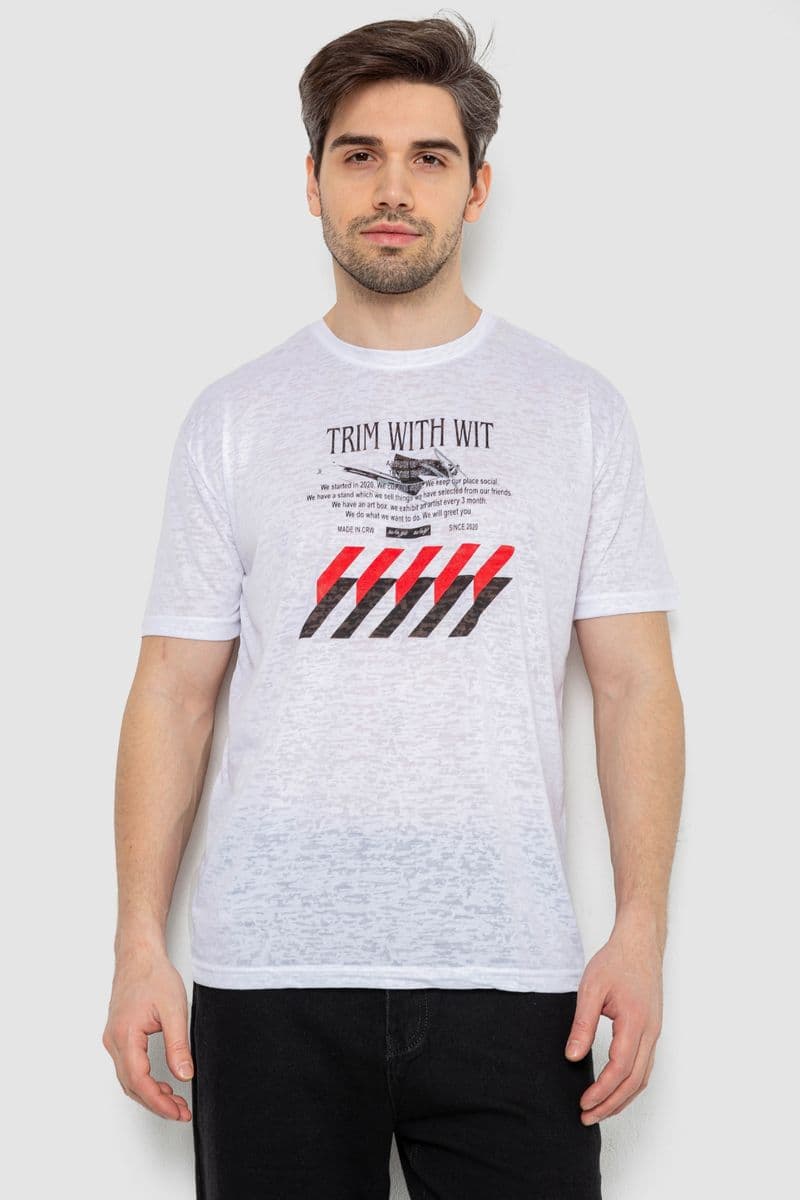 Футболка чоловіча з принтом, колір білий, 244R6020 - зображення 1