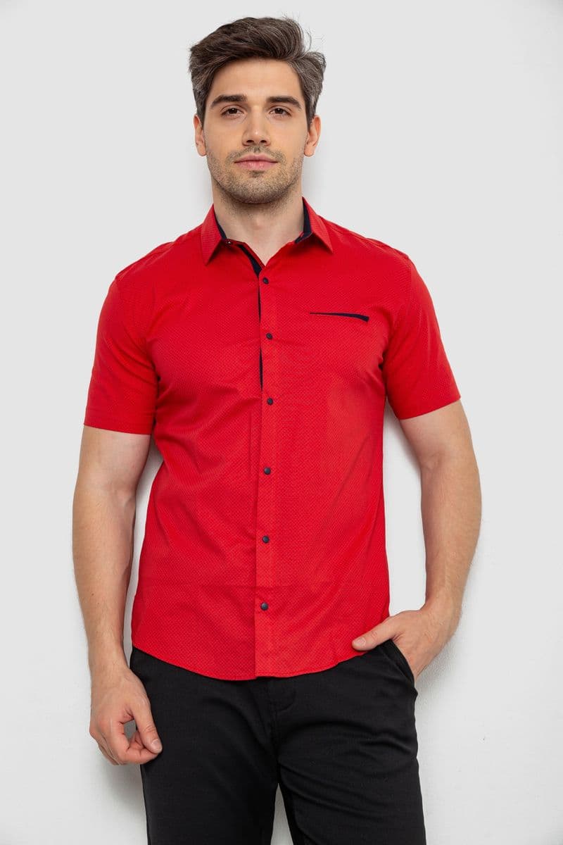 Сорочка чоловіча з принтом, колір червоний, 214R7140 - зображення 1
