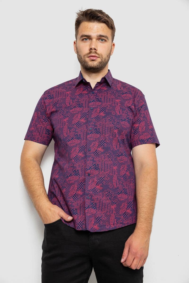 Сорочка чоловіча з принтом, колір синій, 214R7331 - зображення 1