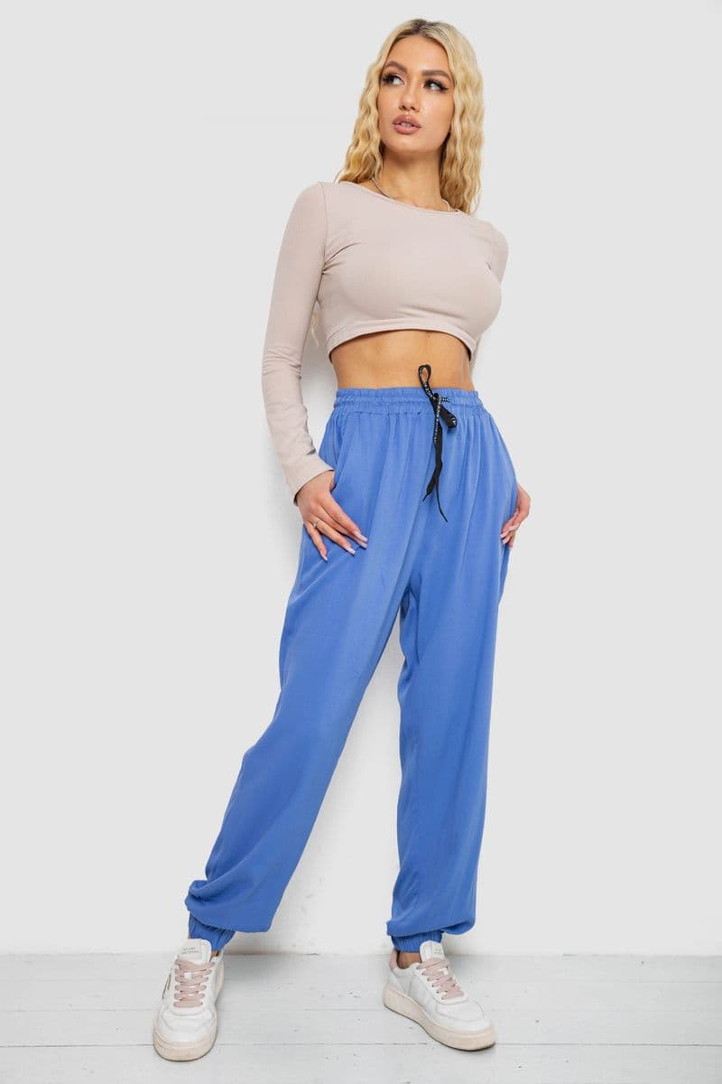 Штани жіночі катонові, колір електрик, 244RLE-071 - зображення 1