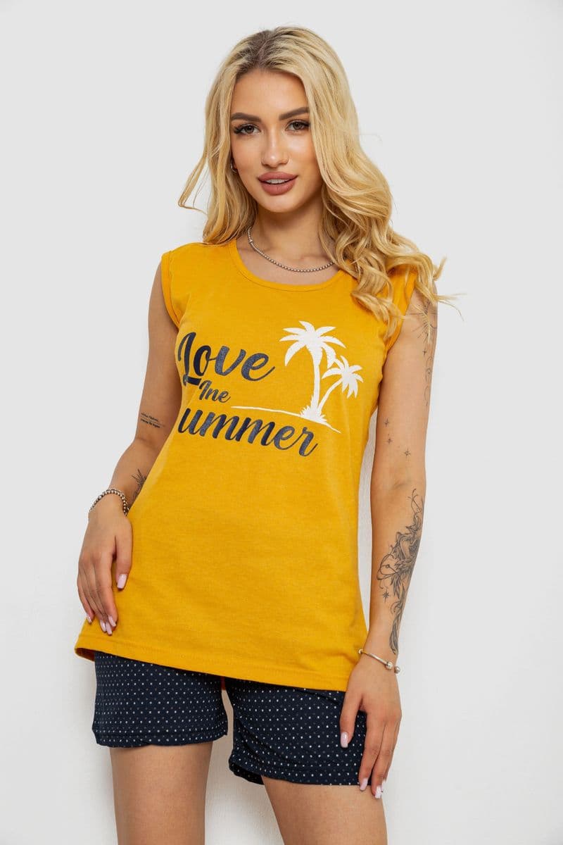 Піжама жіноча з принтом, колір жовтий, 243R2471 - зображення 1