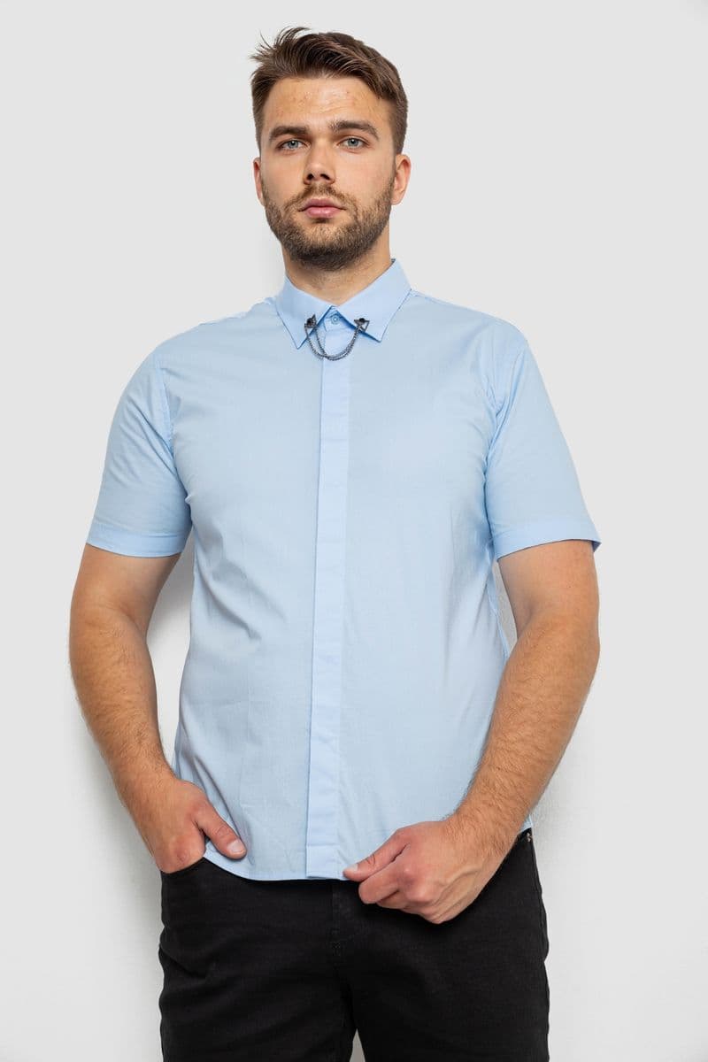 Сорочка чоловіча однотонна, колір блакитний, 214R6917-1 - зображення 1