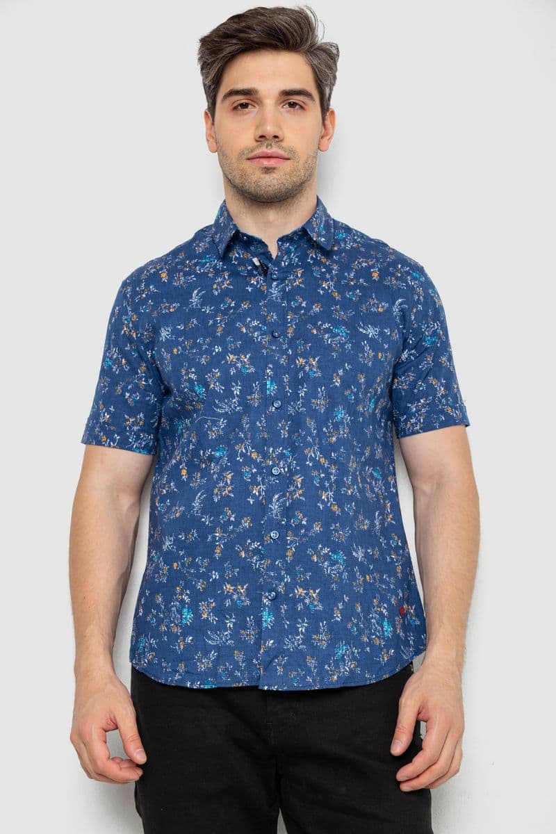 Сорочка чоловіча з принтом, колір джинс, 214R6917-91 - зображення 1