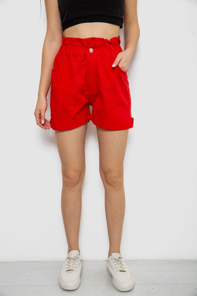 Шорти жіночі джинсові, колір червоний, 182R1684 - зображення 1