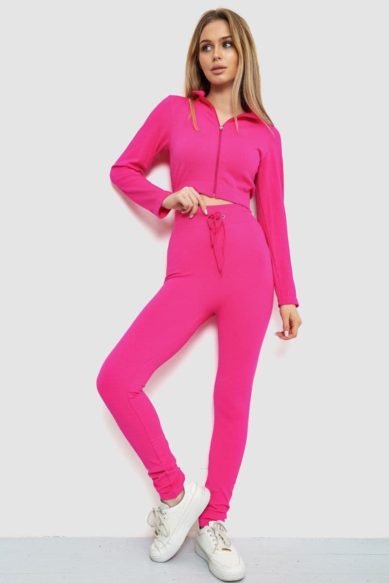 Костюм жіночий в рубчик, колір рожевий, 244R14302 - зображення 1