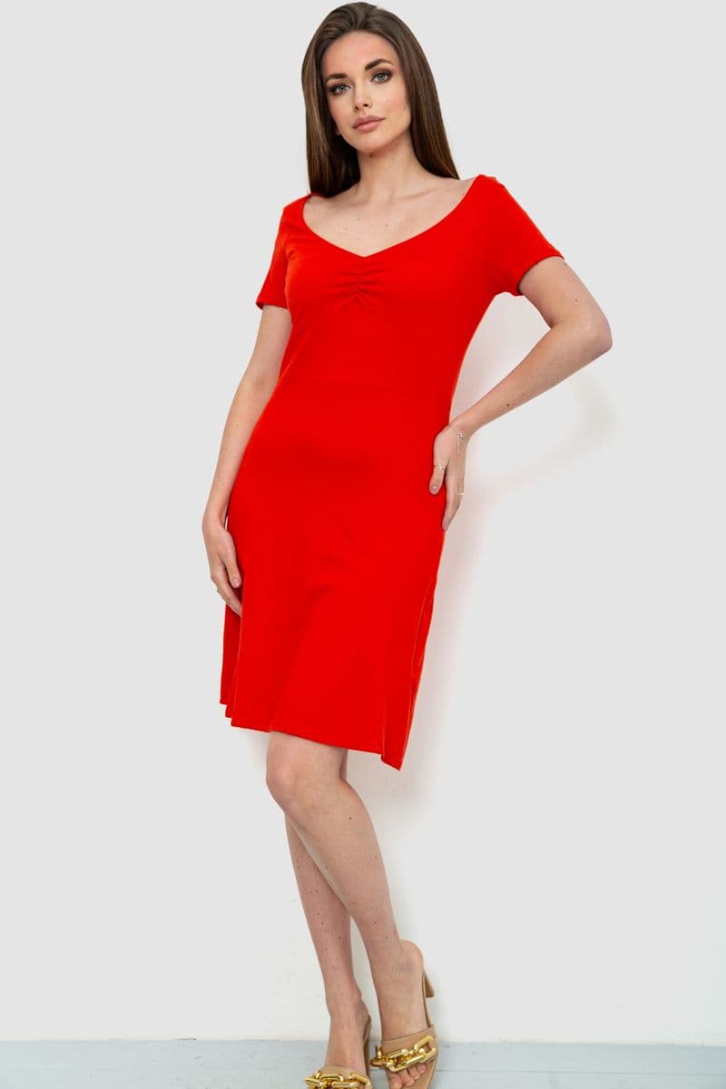 Сукня базова однотонна, колір червоний, 244R265 - зображення 1