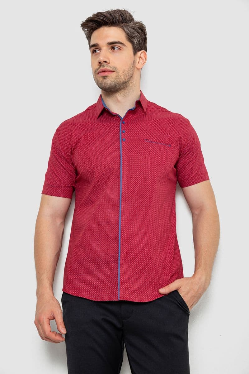 Сорочка чоловіча з принтом, колір бордовий, 214R7028 - зображення 1