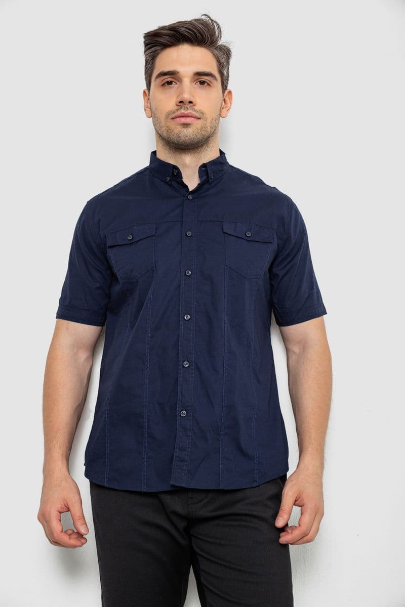 Сорочка чоловіча однотонна, колір темно-синій, 214R6917-2 - зображення 1