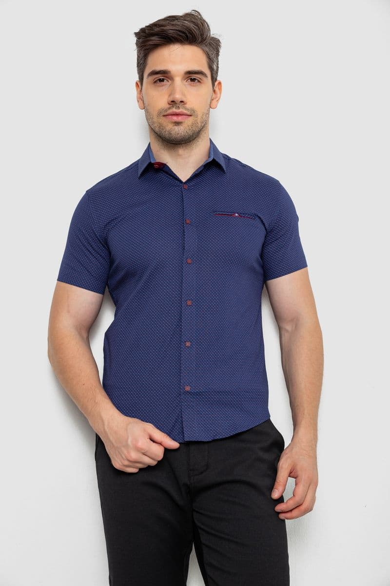 Сорочка чоловіча з принтом, колір джинс, 214R7143 - зображення 1