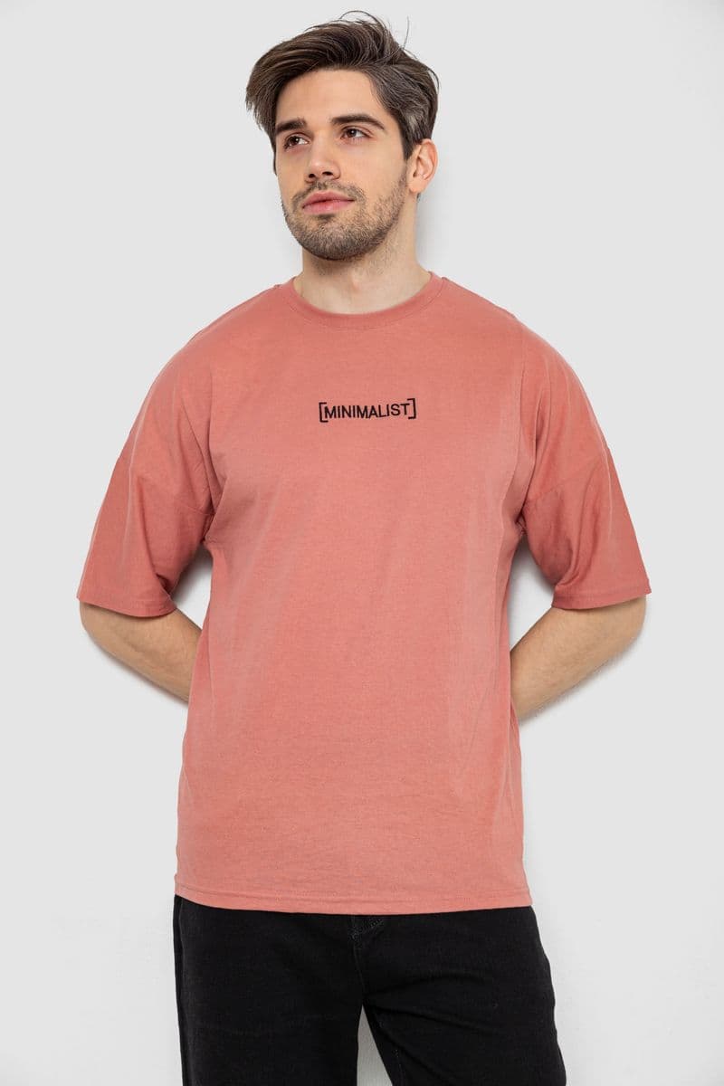 Футболка чоловіча з принтом, колір темно-кораловий, 244R2126 - зображення 1