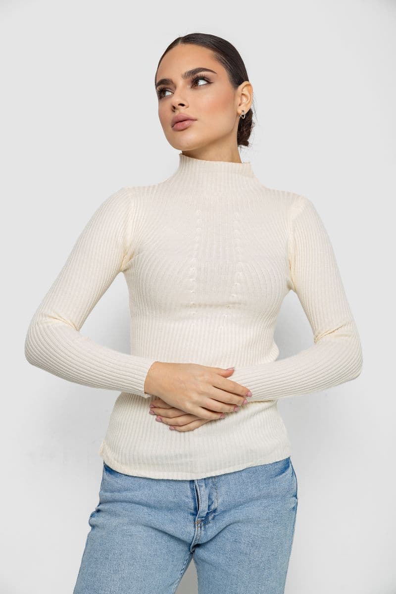 Гольф жіночий однотонний, колір кремовий, 204R016 - зображення 1