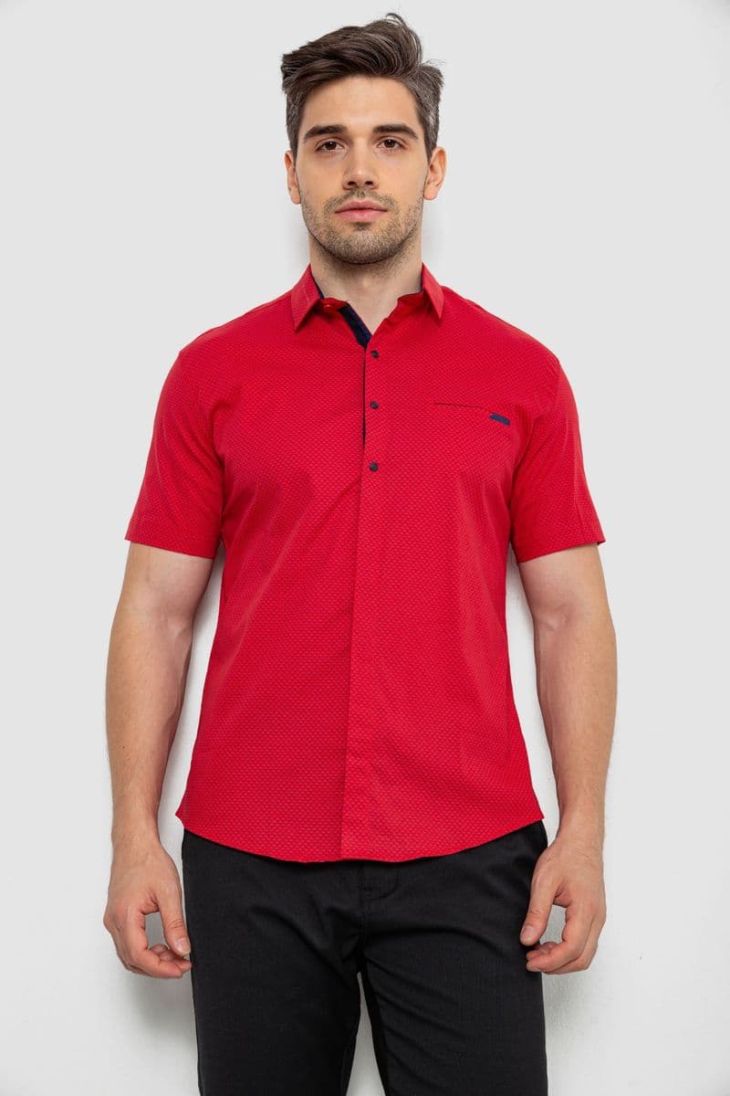 Сорочка чоловіча з принтом, колір червоний, 214R7144 - зображення 1