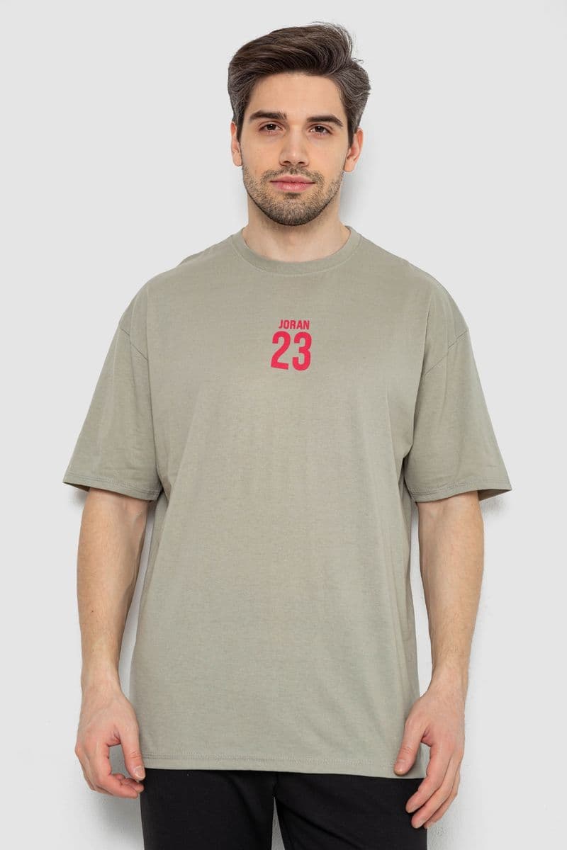 Футболка чоловіча з принтом, колір оливковий, 244R7024 - зображення 1