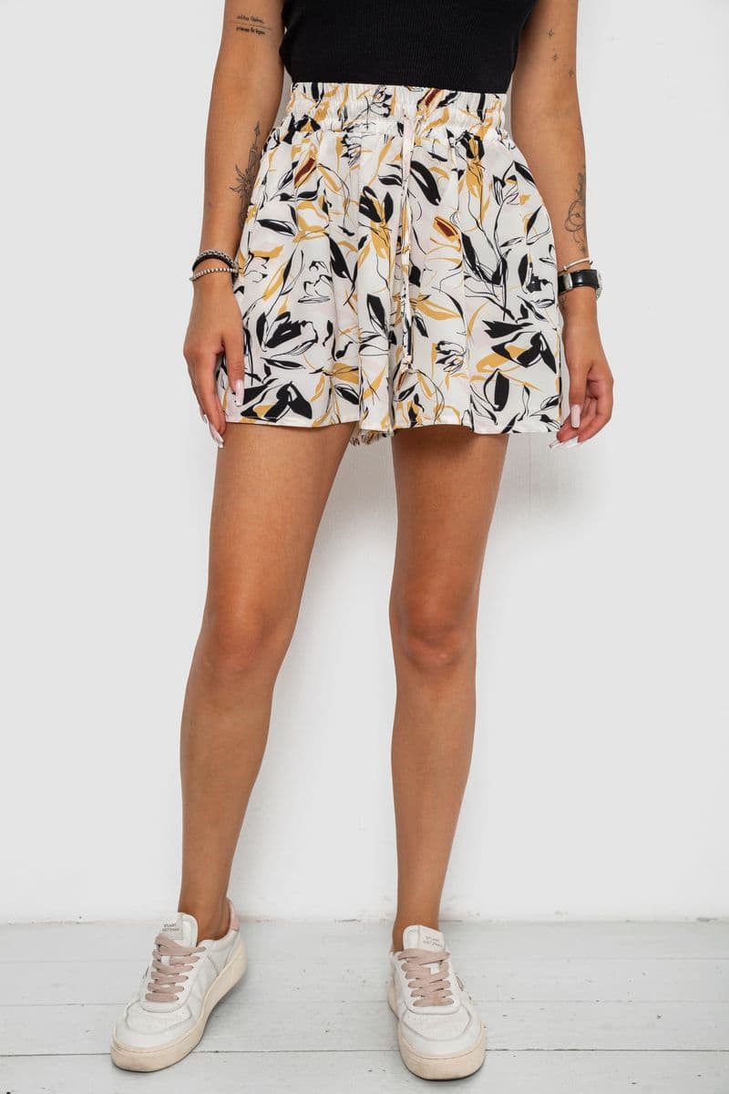 Шорти жіночі з принтом, колір молочний, 102R5256-7 - зображення 1