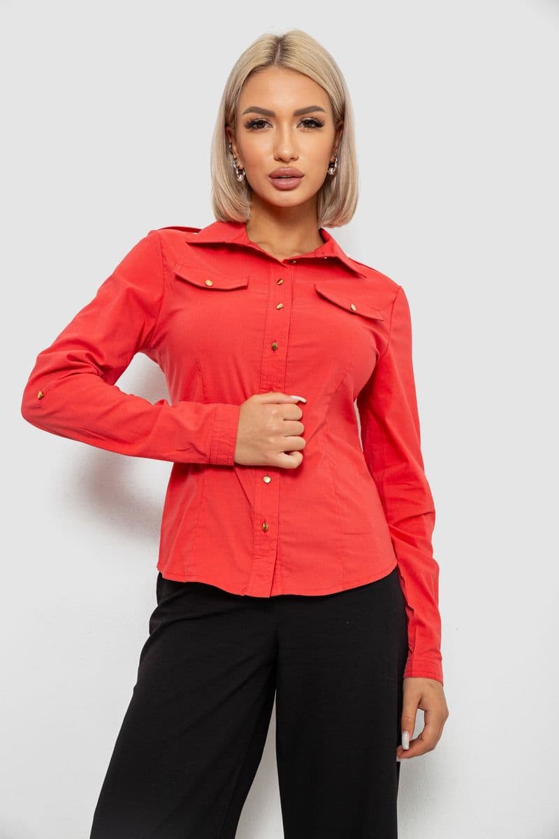 Сорочка жіноча однотонна, колір кораловий, 230R211 - зображення 1
