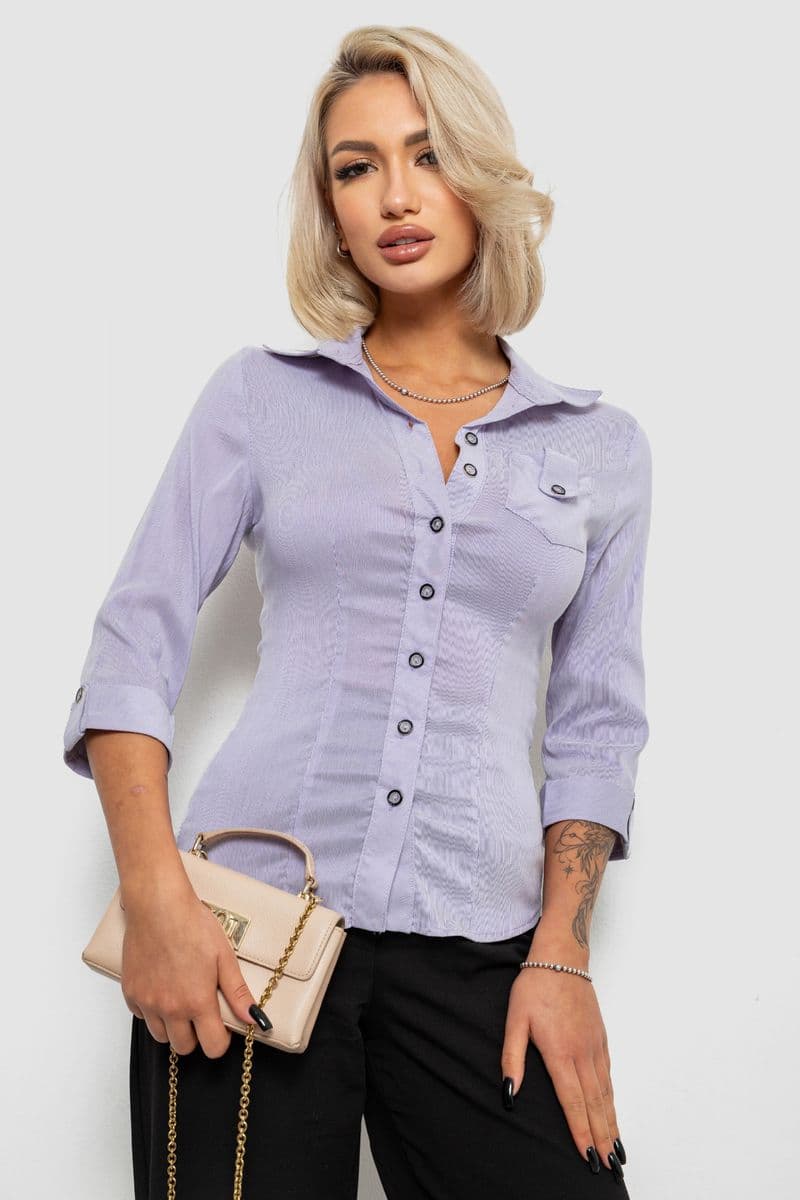 Сорочка класична в смужку, колір бузковий, 230R645 - зображення 1