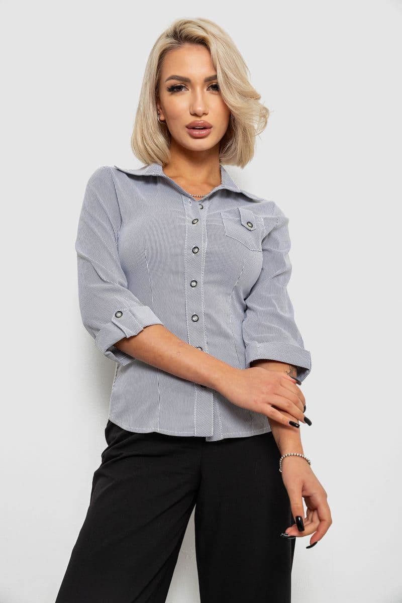 Сорочка класична в смужку, колір сірий, 230R645-1 - зображення 1
