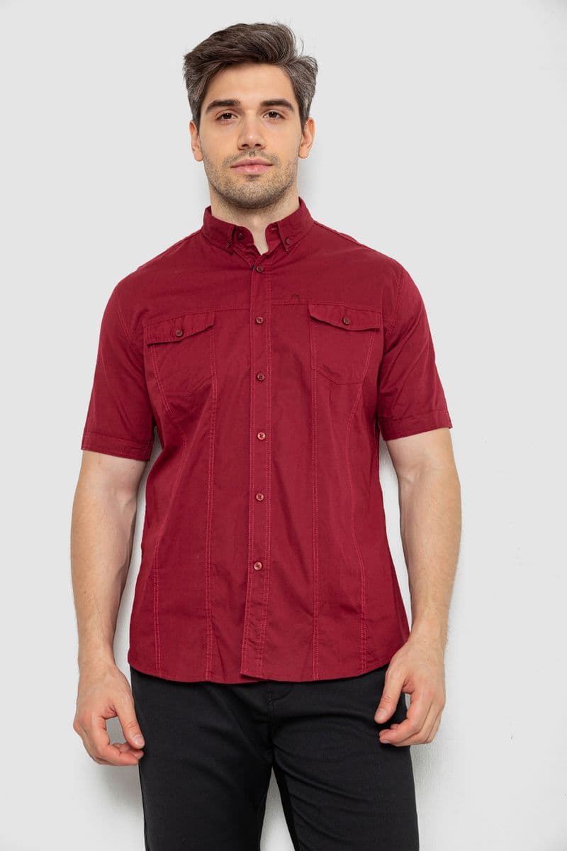 Сорочка чоловіча однотонна, колір бордовий, 214R6917-2 - зображення 1