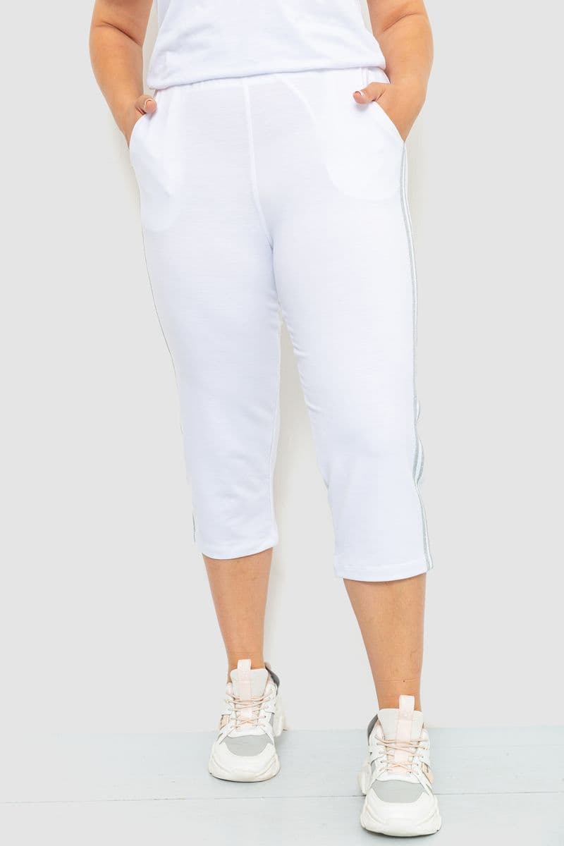 Капрі жіночі з лампасами, колір білий, 102R5174-1 - зображення 1
